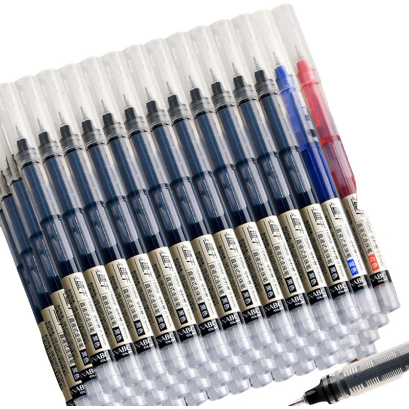 Quick-drying straight-liquid ballpoint pen boxed 0.5mm black gel pen student exam needle tube pen carbon pen
