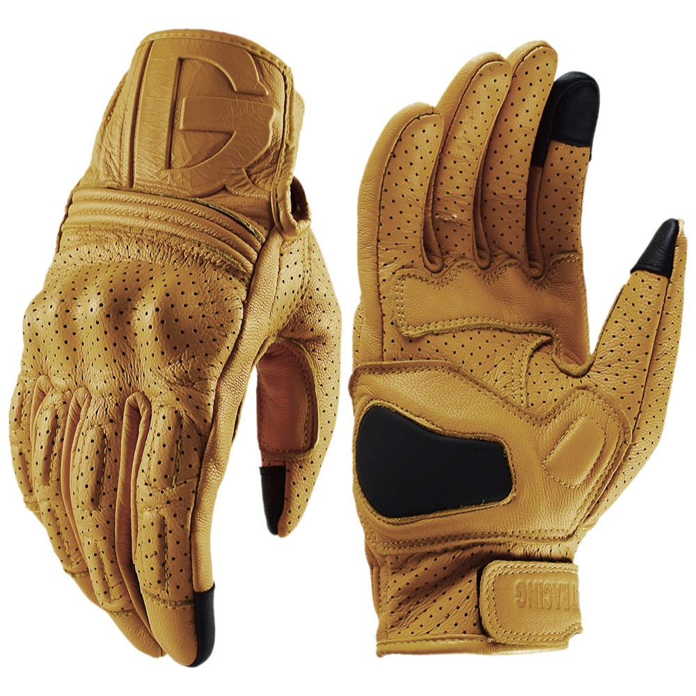 Motorcycle Gloves, Motorcycle Equipment, Autumn and Winter Rider Riding, Anti-Fall, Warm, Breathable, Full-Finger Four-Season Leather Gloves