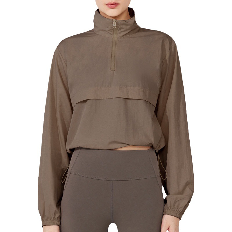 Chaqueta cortavientos, ropa de yoga fina e informal con protección solar, blusa, chaqueta deportiva holgada de manga larga para primavera y verano para mujer