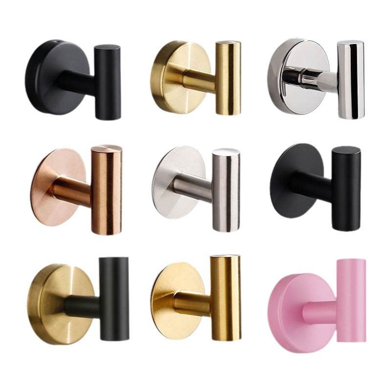Amazon Stainless Steel Single Hook Coat Hook Punch Free Hook Wall Mounted Creative Bathroom Metal Hanging Hook