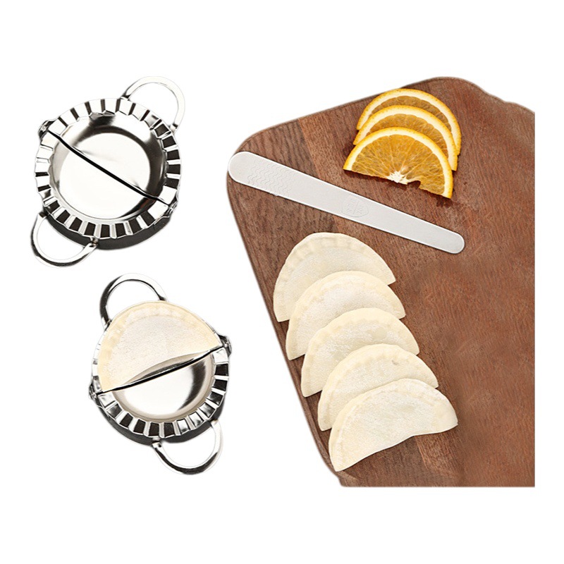 Fabricante de dumpling de acero inoxidable 304 en stock dumpling haciendo herramientas libremente partido traje Amazon dumpling haciendo molde