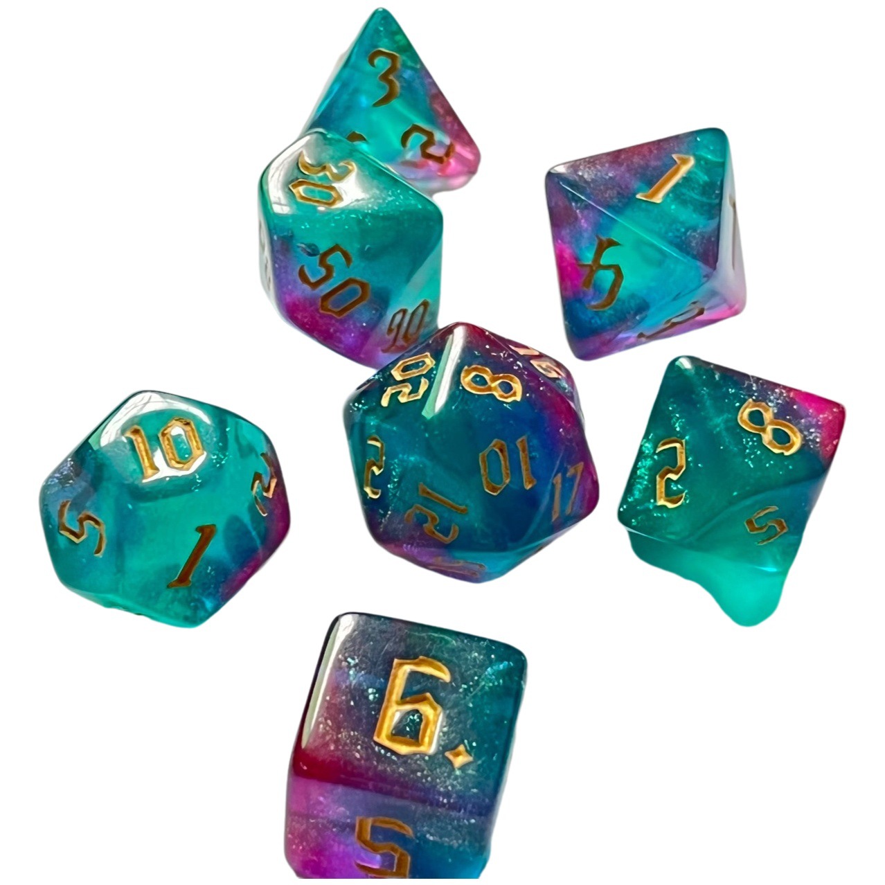 7 juegos de traje de camaleón de dos colores nueva fuente dados digitales de múltiples lados juego de tablero de juego de dragón y mazmorra fuera