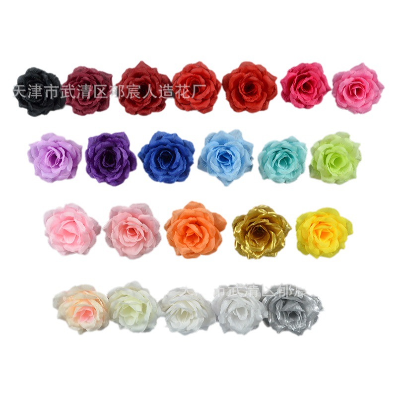 Artificial 10cm flor rosa al por mayor de la boda Fondo flor pared camino plomo flor bola arreglo de flores transfronterizo exclusivo para la cabeza de flor de tela de seda