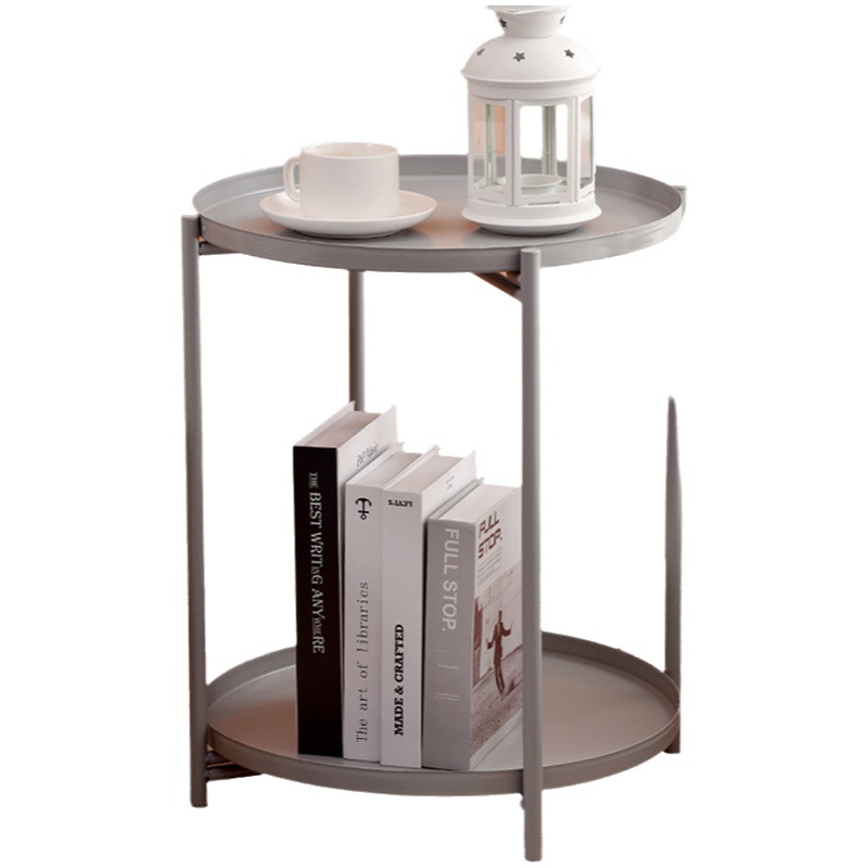 Nuevo ins nórdico creativo mesa de café mesa de borde de hierro simple sala de estar balcón pequeña mesa redonda mesa de bandeja de doble capa