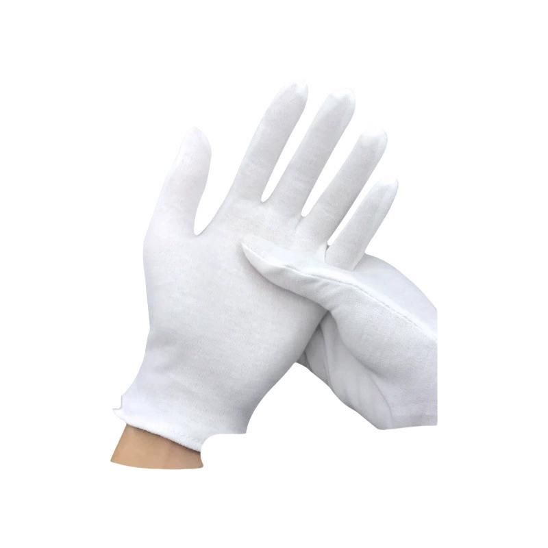 Фабрика белые перчатки белые хлопчатобумажные рабочие перчатки Пот-доказательство этикет белые хлопчатобумажные перчатки контроль качества перчатки оптом