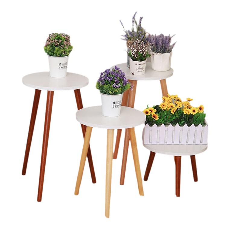 Cross-border Solid Wood Flower Rack Indoor Flower Pot Rack Floor-standing Small Round Table Wooden Flower Rack Stool Removable Green Flower Rack
