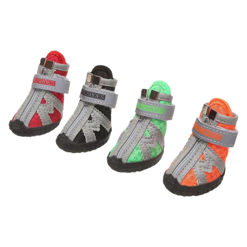 Dewangxing cachorro transpirable de malla oso de peluche zapatos para mascotas Botas de lluvia para perros pequeños zapatos para perros Conjunto de 4