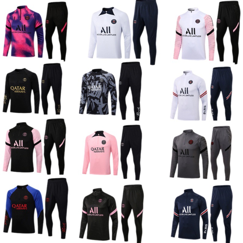 Uniformes de fútbol de otoño e invierno de Paris Messi Mbappe, uniformes de entrenamiento rojos y negros de Liverpool Barcelona, versión jugador Bol.