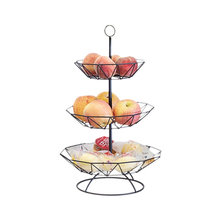 Nórdico de tres capas simple estilo transfronterizo plato de fruta seca cesta de frutas de hierro creativo hogar caramelo plato de fruta al por mayor