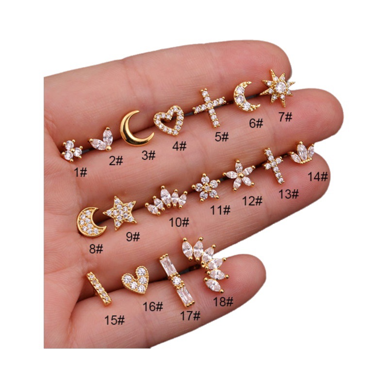 チタン鋼ステンレス棒はジルコンの王冠の耳の骨の釘のねじを入れてボールのファッションの耳飾りの欧米の穿刺のアクセサリをねじります。