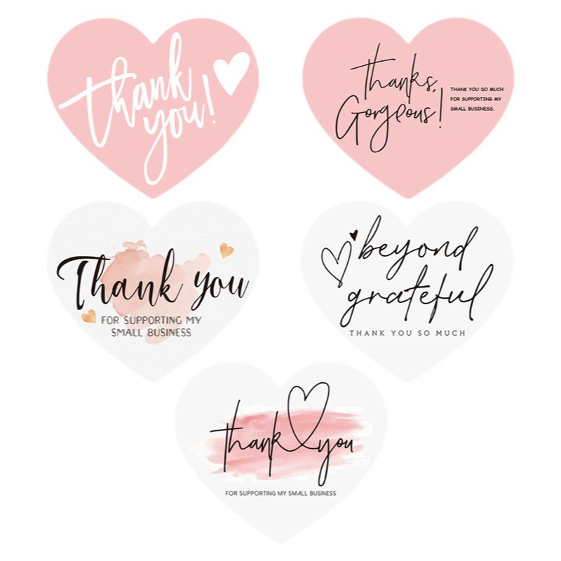 Трансграничный в наличии оптом в форме сердца розовый английский спасибо карта мелованная бумажная карта спасибо подарочная упаковка карты