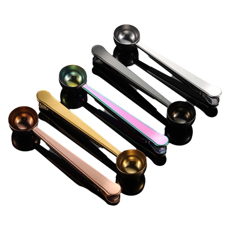 Clip de cuchara de café de acero inoxidable Ain 430 clip de sellado de Bolsa multiusos PVD Chapado en titanio oro rosa negro transfronterizo