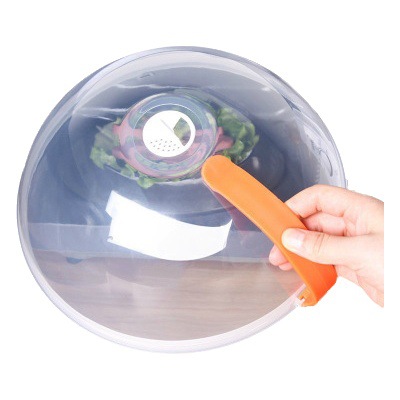 Horno de microondas cubierta de la calefacción cubierta a prueba de aceite calefacción transparente cubierta de tazón de plástico redondo manija fresca-mantenimiento CUBIERTA Cubierta a prueba de salpicaduras cubierta especial
