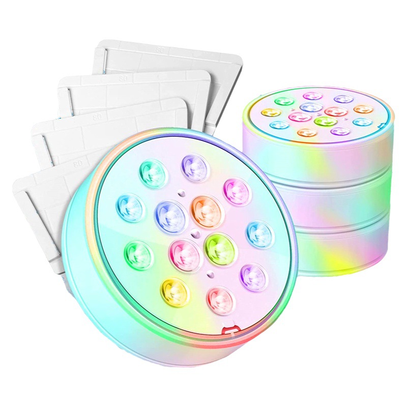 Nueva carga USB impermeable led13 luz RGB colorido color cambiante RF control remoto buceo luz sincronización piscina luz subacuática