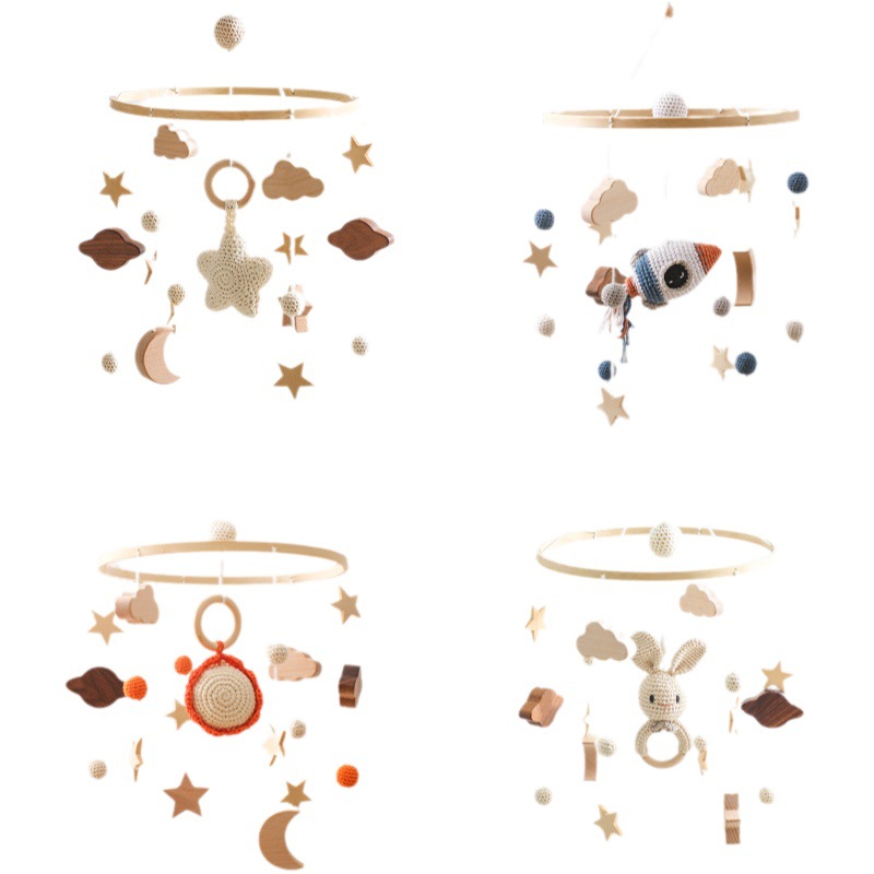 Estilo nórdico habitación de los niños adornos de ganchillo recién nacido bebé cuna adornos coordinación ojo mano ganchillo muñeca cama campana
