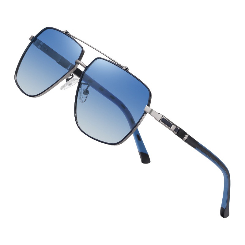 Lentes de Sol Polarizados Cuadrados para Hombre 6321 de Metal y TAC con Protección UV400 para Conducción y Viajes