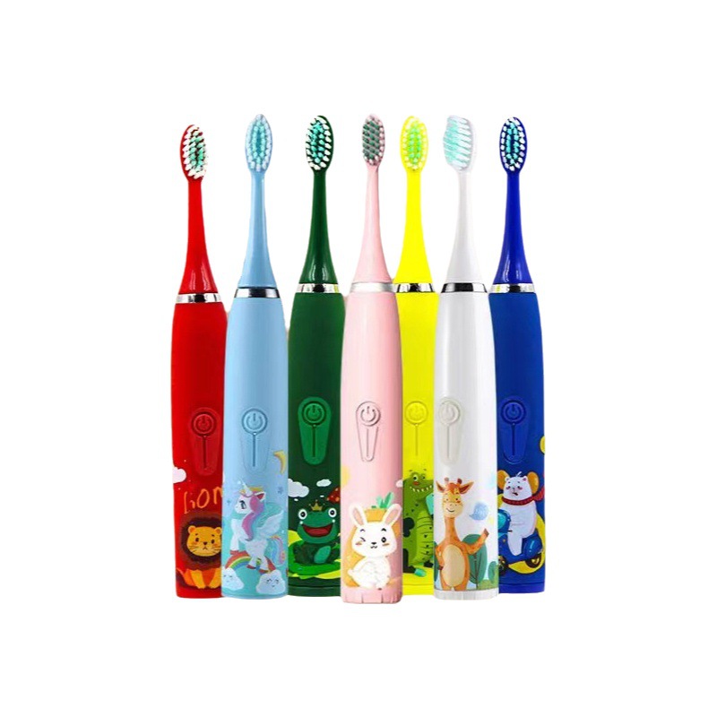 Cepillo de dientes eléctrico transfronterizo al por mayor para niños lindos carga ultrasónica portátil cepillo de dientes de dibujos animados de cerdas suaves impermeable inteligente