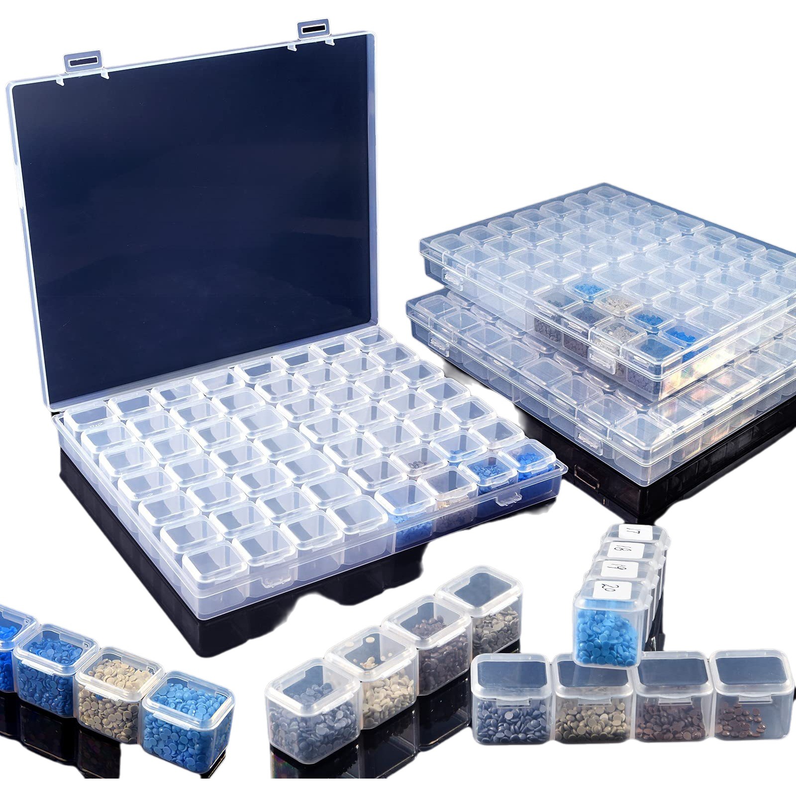 Caja de almacenamiento de cuentas de perlas de arroz portátil transparente caja de almacenamiento de herramientas de uñas de pintura de diamantes cuentas sueltas cuentas de almacenamiento