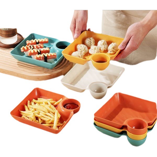 Plato de dumpling antibacteriano de estilo japonés con plato de inmersión Plato de papas fritas de pollo frito de sushi en casa plato de lujo ligero creativo para niños