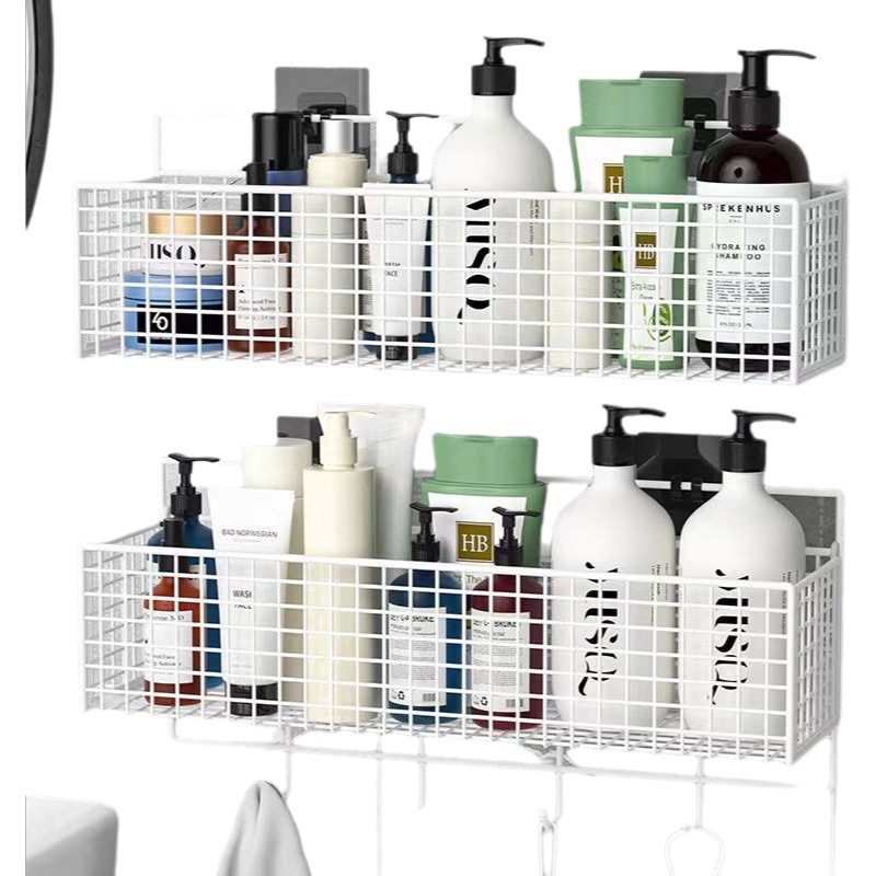 Venta al por mayor Baño de almacenamiento rack ponche-libre de almacenamiento de baño rack rejilla de almacenamiento de cocina estante de hierro cesta colgante cesta