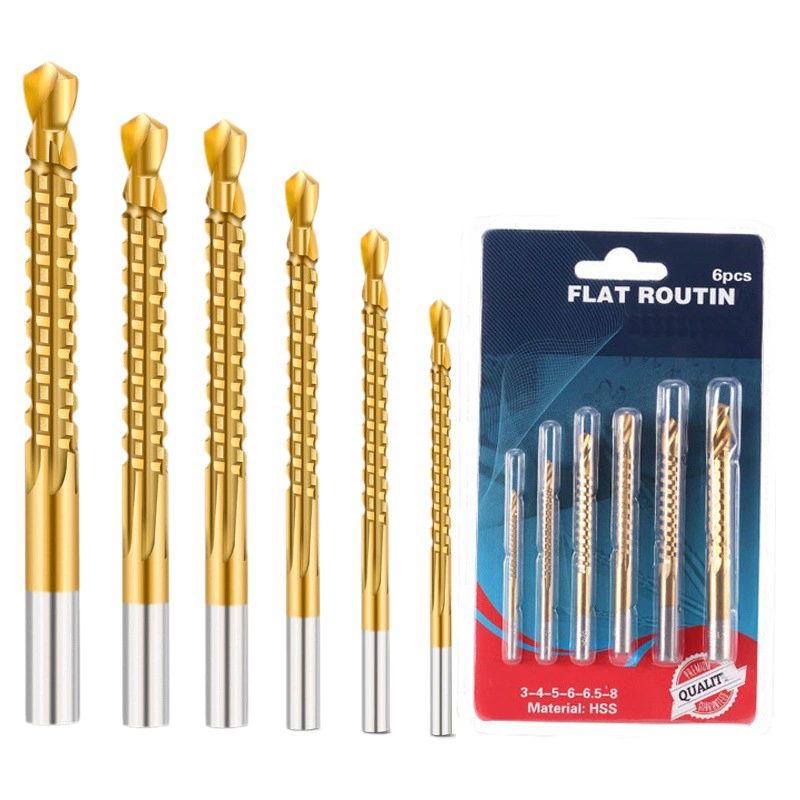 Зубчатое спиральное сверло из быстрорежущей стали с круглым хвостовиком Набор из 6 предметов Сверло для деревообработки с канавками зубчатое спиральное сверло с прямым хвостовиком