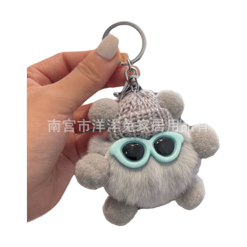 Imitation Rabbit Fur Small Coal Ball Car Keychain Pendant Plush Backpack Decoration Gift Cartoon Doll Plush Pendant