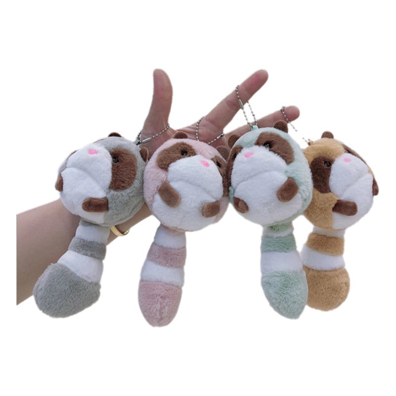 Juguete de peluche transfronterizo Qiwei bolsa de oso llavero colgante de mapache hombres y mujeres pareja llavero muñeca