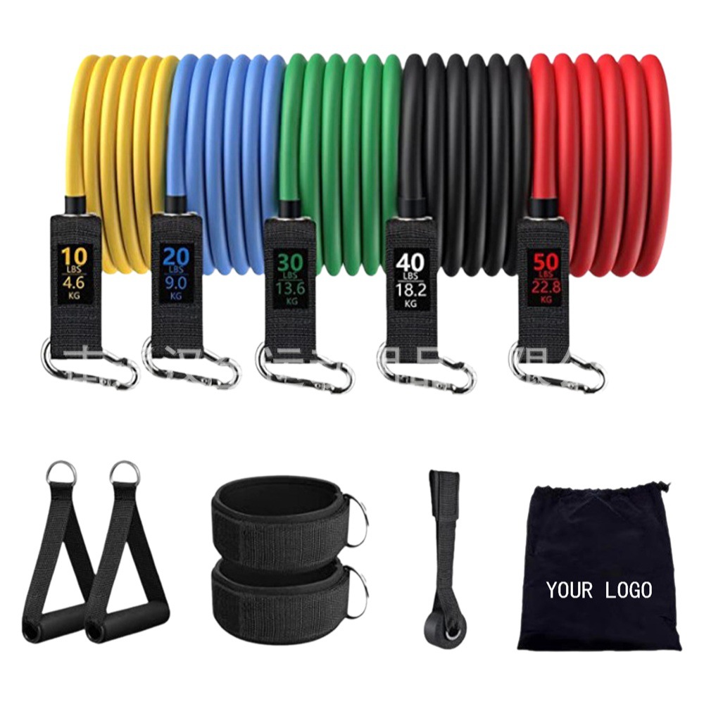 Dispositivo de tensión de 11 piezas cuerda de tensión banda elástica 150 libras 100 libras banda de tensión de látex dispositivo de tensión de fitness de látex