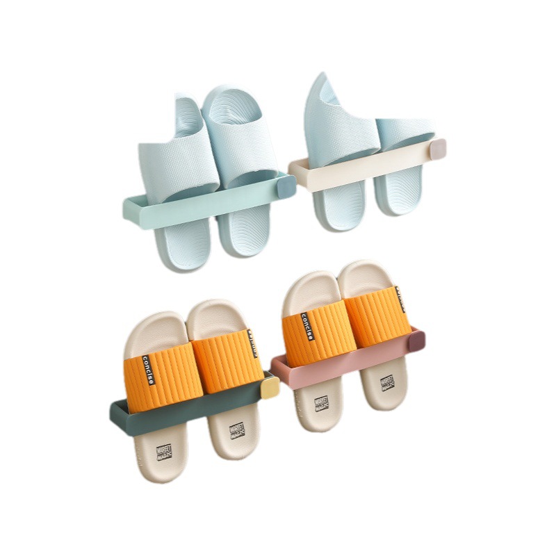 Tiktok popular perforador libre de zapatos macaron baño Zapatilla estante Duoduo Almacenamiento de inodoro estante de almacenamiento montado en la pared