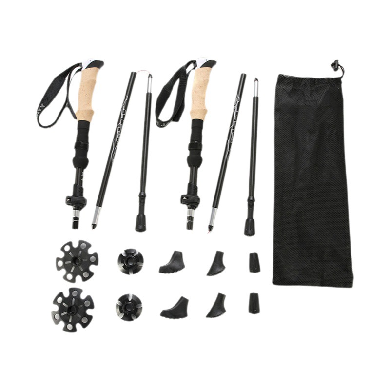 7075 aleación de aluminio plegable trekking Polo traje 2 pares al aire libre senderismo caña de alta resistencia ultra ligero transfronterizo Venta caliente