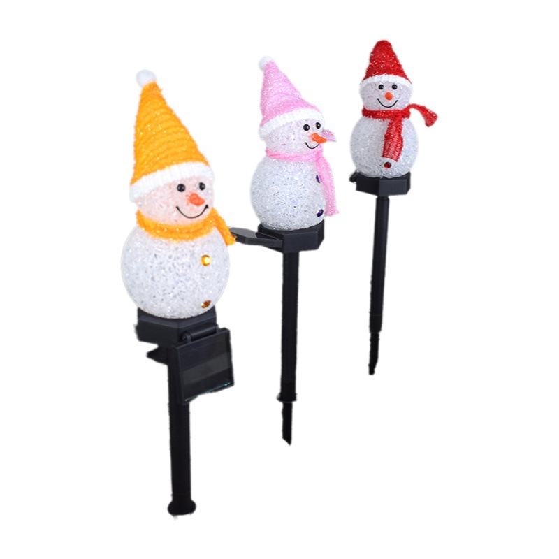 Nueva Navidad lámpara de césped solar Eva arroz grano muñeco nieve LED jardín paisaje tierra enchufe iluminación