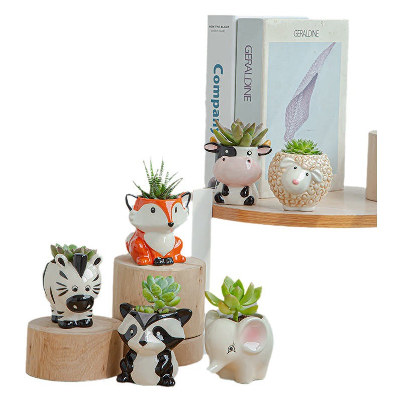 Comercio exterior simple lindo animal de dibujos animados maceta suculenta transfronteriza Amazon hogar jardinería suculenta olla de cerámica image 1