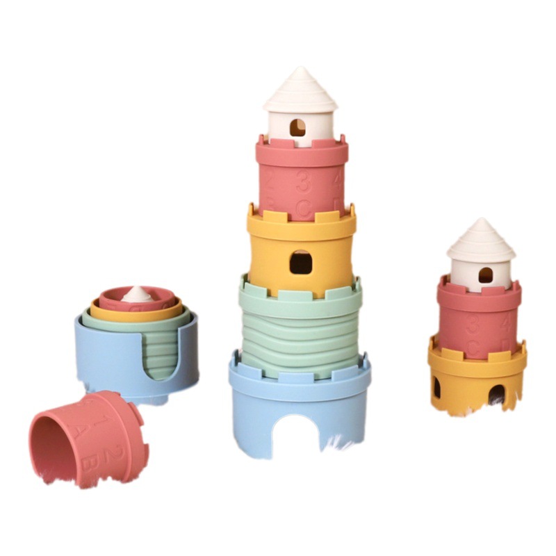 Nuevos juguetes educativos transfronterizos para bebés y niños pequeños Color Cognitivo Silicona Jenga Juguetes Juego de bloques digitales