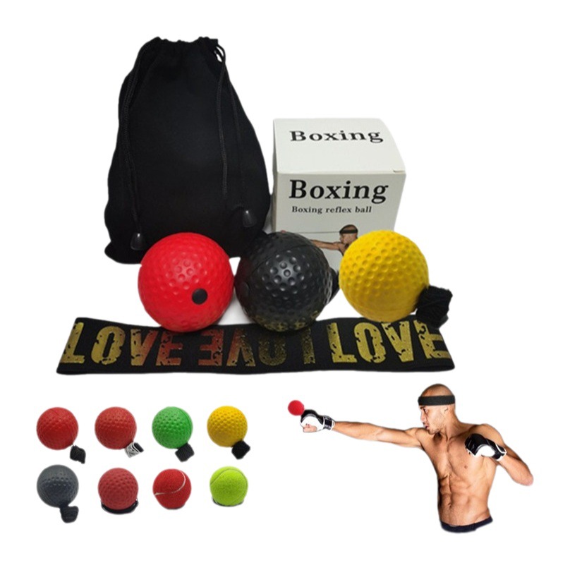 Bola de velocidad de boxeo transfronteriza Bola de combate elástica montada en la cabeza Bola de reacción de descompresión Boxing Equipo de fitness para el hogar