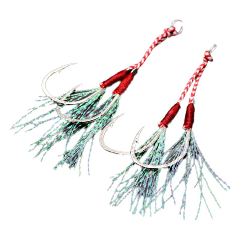 Slow Shake gancho de hierro barco de pesca de mar pesca larga corbata lana doble gancho Aojin anti-corrosión gancho de pesca artes de pesca al por mayor