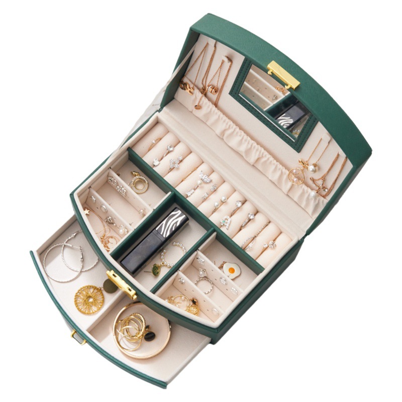 Accesorios para el cabello de doble capa para niños caja de almacenamiento de joyas cajón caja de joyas anillo pendientes caja de almacenamiento de joyas regalo