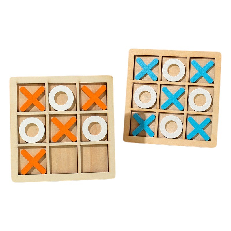Cruz-Frontera de madera XO tic-tac-toe rompecabezas de los niños nueve bloques de ajedrez cuadrado juego de ocio juguete padre-niño interactivo al por mayor image 1