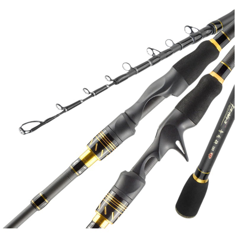 Transfronterizo de carbono mango recto pistola mango sección corta Luya Rod portátil vibrador telescópico Luya caña de pescar de largo tiro mar Rod