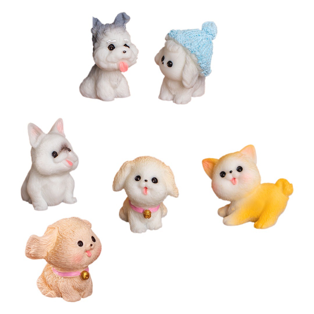 Micro paisaje creativo lindo cachorro animal hecho a mano ciego en caja accesorios de joyería Escritorio de oficina mini adornos