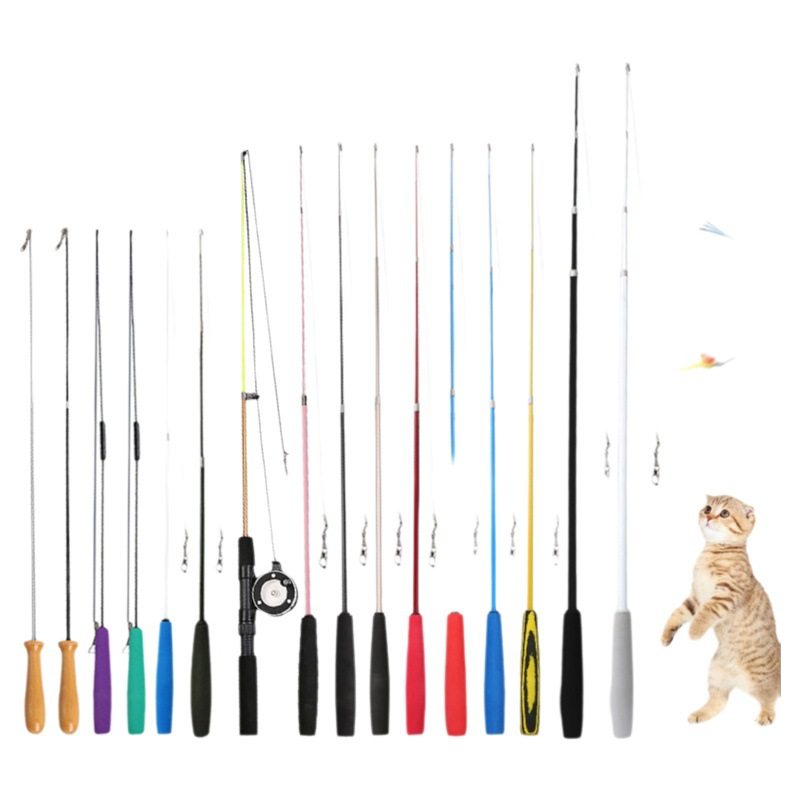 Juguetes para mascotas al por mayor dos secciones de palo de gato divertido juego de bricolaje tres secciones de palo de gato divertido montaje de palo de gato divertido juguete de gato
