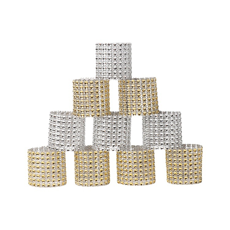 European-style Hollow 8-row Mesh Drill Napkin Buckle Hotel Set Table Wedding Festival Catering Supplies Napkin Ring
