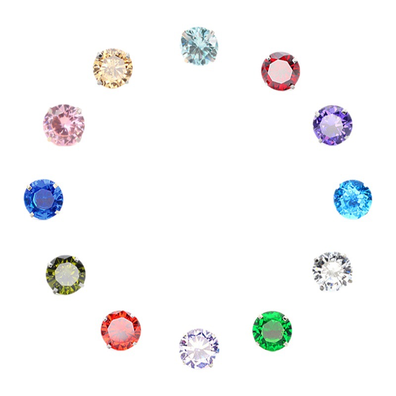 Regalo de moda encalado s925 pendientes de plata esterlina hembra joyería de piedra de cumpleaños europea y americana de cuatro garras pendientes de circón transfronterizos al por mayor