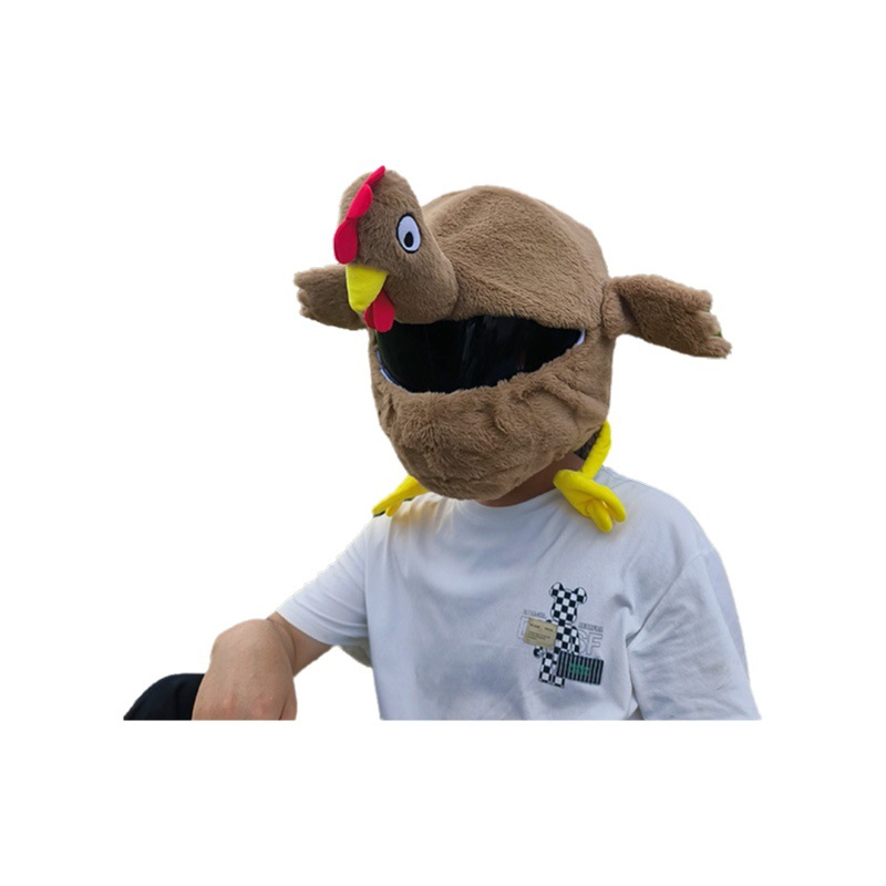 Cubierta transfronteriza para casco de motocicleta, gorro de felpa de dibujos animados, cubierta de gallo, capucha completa para casco, máscara personalizada