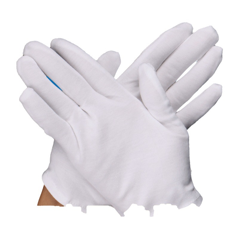 Fábrica en stock guantes blancos Wenwan etiqueta guantes de trabajo de algodón puro engrosada Protección Laboral Jersey guantes de algodón transfronterizos al por mayor