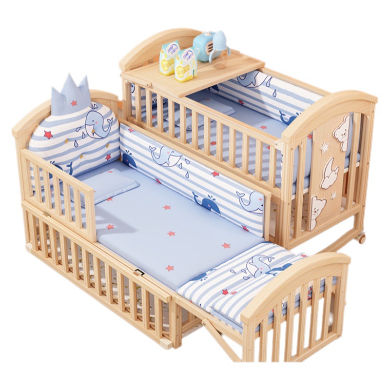 Cuna de madera registro pintura-libre recién nacido variable cama de los niños BB cama multifuncional móvil cama de empalme