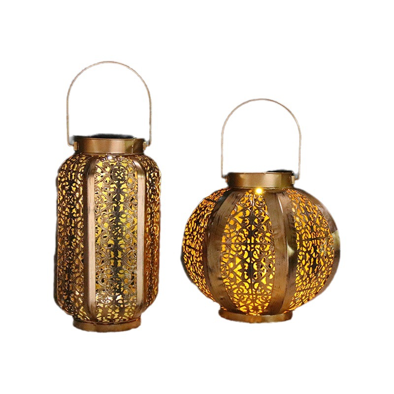 Elemento de Venta caliente transfronteriza solar luz hueca patrón de hierro lámpara de proyección al aire libre patio jardín decoración lámpara de paisaje