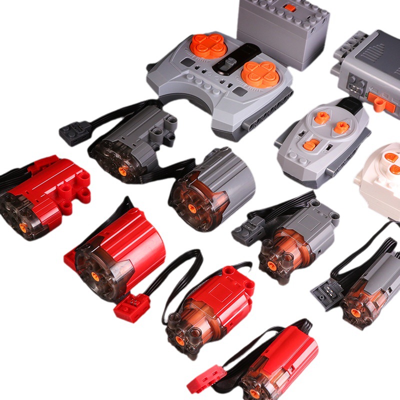 Compatible con Lego bloques de construcción de partículas pequeñas grupo de potencia del motor de alta velocidad negro explosión rojo taladro motor APP batería de litio que recibe