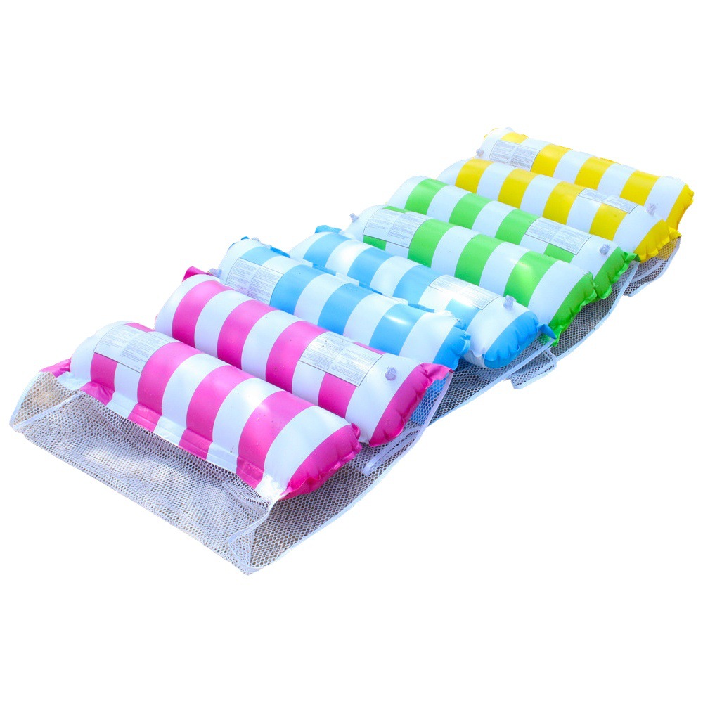 Cross-border new inflatable floating row water clamp net foldable backrest swimming pool floating bed water three-tube floating row inflatable bed