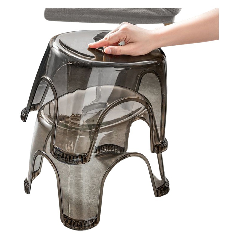 Taburete pequeño transparente hogar simple sala de estar almohadilla para pies taburete bajo zapatos cambiantes Banco engrosado plástico acrílico taburete para niños