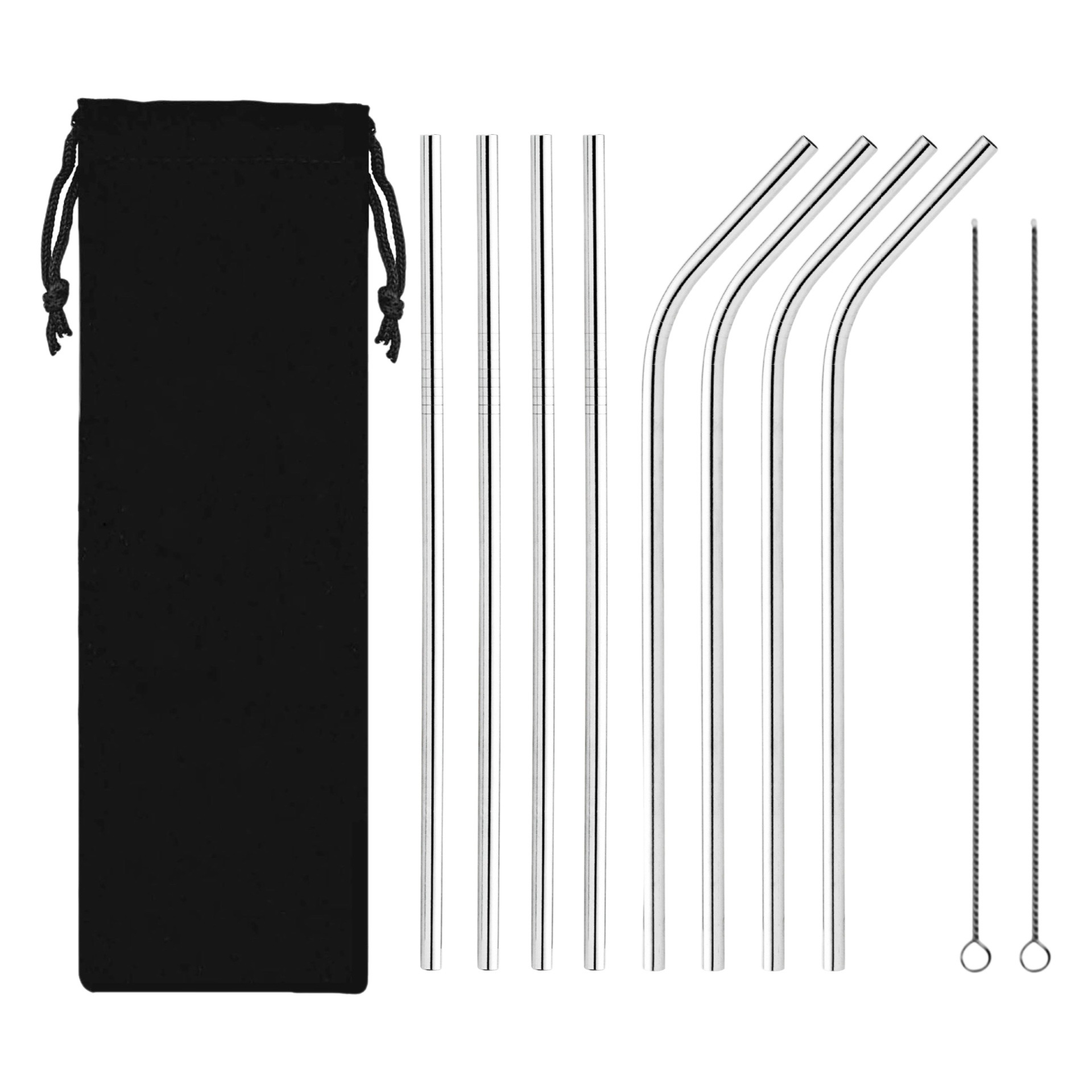 Fabricante en stock Amazon 304 Acero inoxidable color metal paja bebida portátil 10 piezas traje de paja